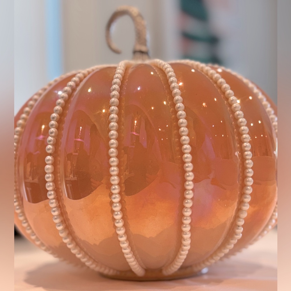 Pearl Embellished iridescent LED pumpkin